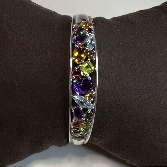 Sterling Silver Bracelet w/ bright jewel toned Semi Precious Gemstones - Picture 5 of 5